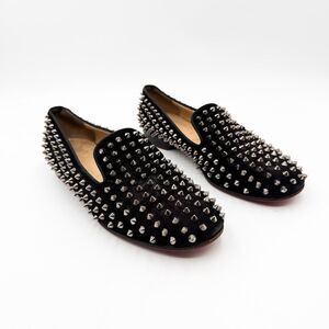 Christian Louboutin Spike Studded Suede Flats Slip On Loafers EU 40 US 10